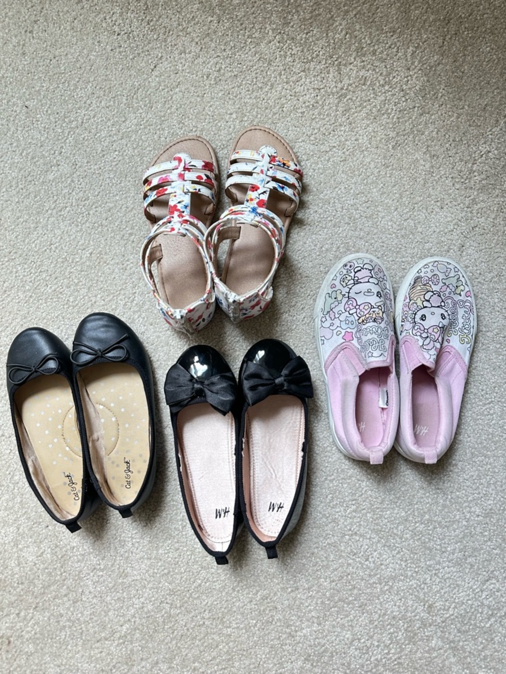 Set of 4 Slip-On Kids Shoes H&M, Cat & Jack, White Mountain